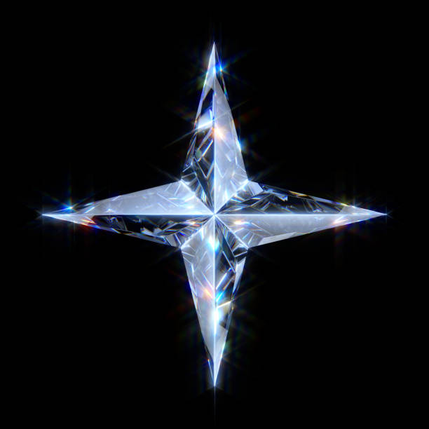 Diamond four pointed star stock photo