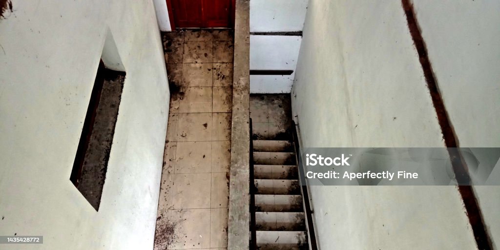 Not Maintained Stair access in this building is starting to get dirty and not maintained Abandoned Stock Photo