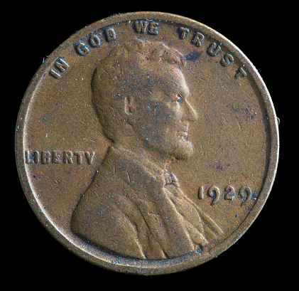 1929 US Lincoln cent minted in Philadelphia