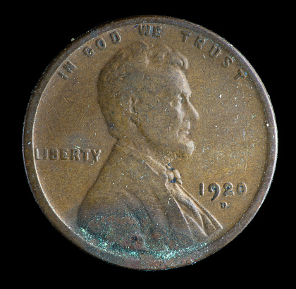1920 D US Lincoln cent minted in Denver
