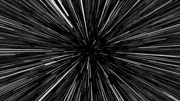 istock Space hyper-lapse or Space Jump or Hyperspace Jump stars. 3d rendering time travel, traveling through stars with the speed of light through a black hole in a space tunnel. 1435446010