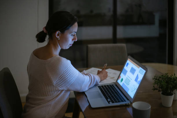 istock Postgraduate student studying online at home at nighttime 1435446748