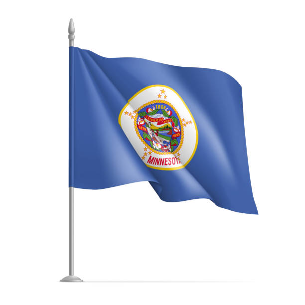 istock Waving flag of Minnesota on flagpole, USA federal state 1435460198