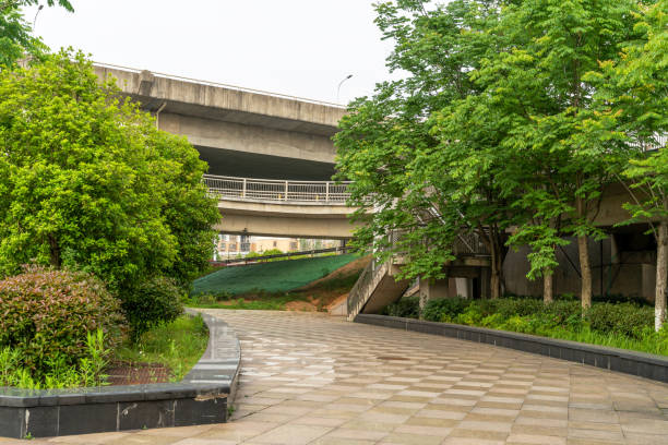 istock Concrete structure and asphalt road space under the overpass in the city 1435461081