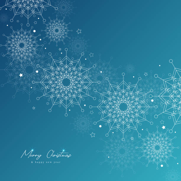 illustrazioni stock, clip art, cartoni animati e icone di tendenza di sfondo blu fiocchi di neve di natale - wave pattern abstract shape winter