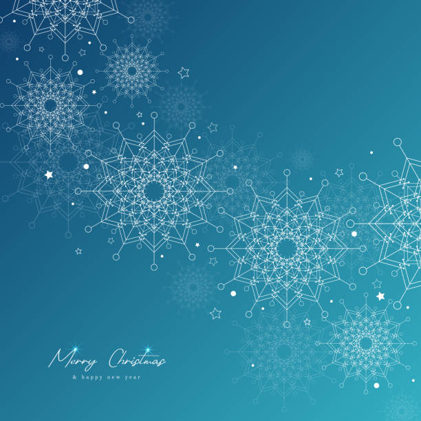 ilustrações de stock, clip art, desenhos animados e ícones de blue christmas snowflakes background - wave pattern abstract shape winter