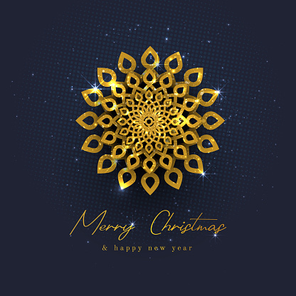 Golden Snowflake Christmas greeting card stock illustration