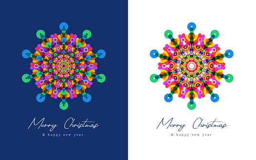 Abstract and colorful snowflake stock illustration