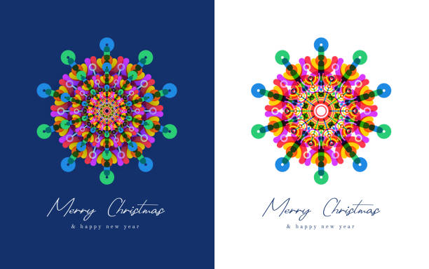 Multi-colored Snowflake Icon Greeting Abstract and colorful snowflake stock illustration kaleidoscope pattern stock illustrations