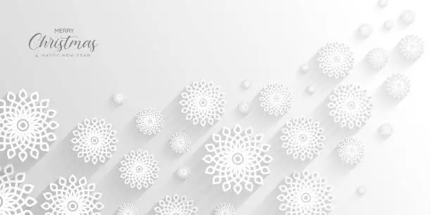Vector illustration of Christmas Celebration background with snowflakes in paper cut style.