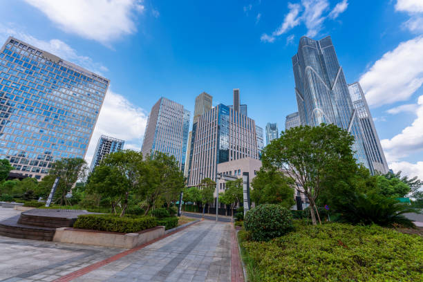 istock city park with modern building background in shanghai 1435467511
