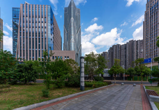 istock city park with modern building background in shanghai 1435467960