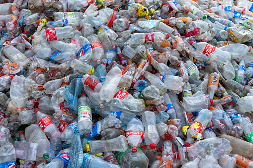 Malakand Division, KPK, Pakistan, October 07, 2022:  Pile of used plastic bottles