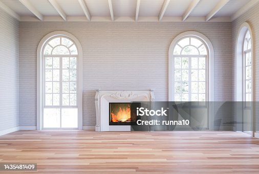 istock Classical empty room decorate with luxury fireplace 3d render 1435481409