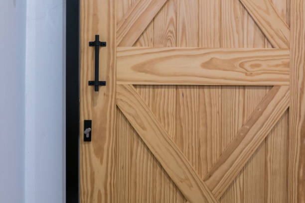 istock Wooden door with a handle 1435484364