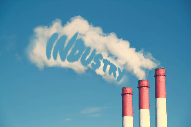 Pipe and smoke. Air emissions. Waste processing factories and plants. Air pollution.
