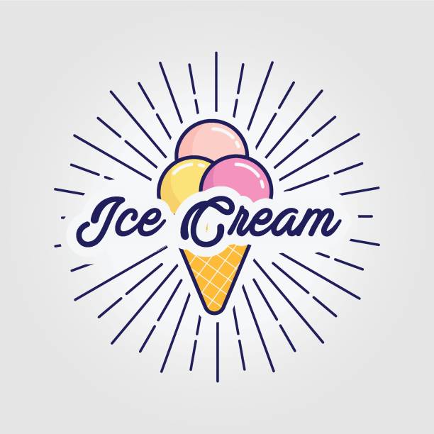 ilustraciones, imágenes clip art, dibujos animados e iconos de stock de sunburst ice cream icon logo vintage vector illustration design - handful