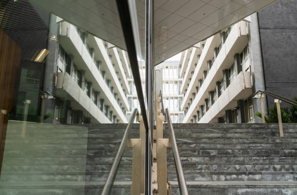 istock Empty stairs and modern industry in city. 1435491195