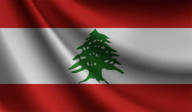 Vector illustration of Lebanon flag waving. Background for patriotic and national design. Vector illustration