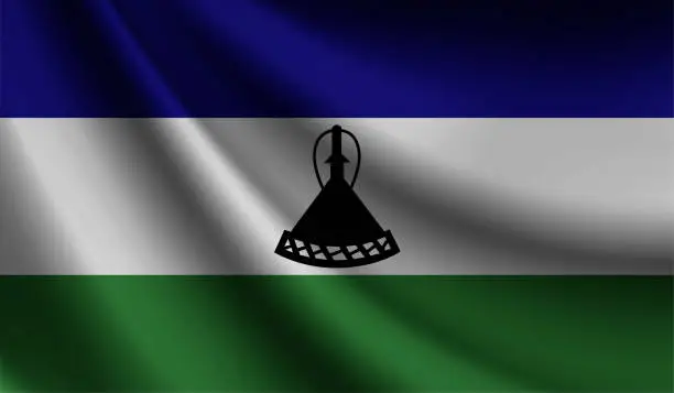 Vector illustration of Lesotho flag waving. Background for patriotic and national design. Vector illustration