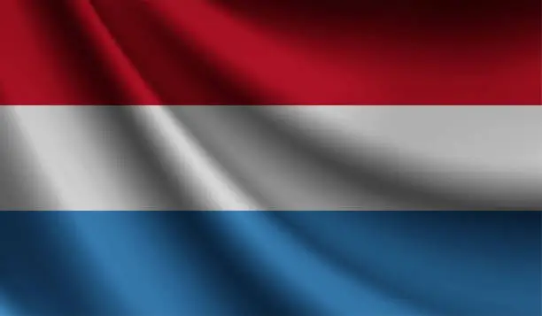 Vector illustration of Luxembourg flag waving. Background for patriotic and national design. Vector illustration