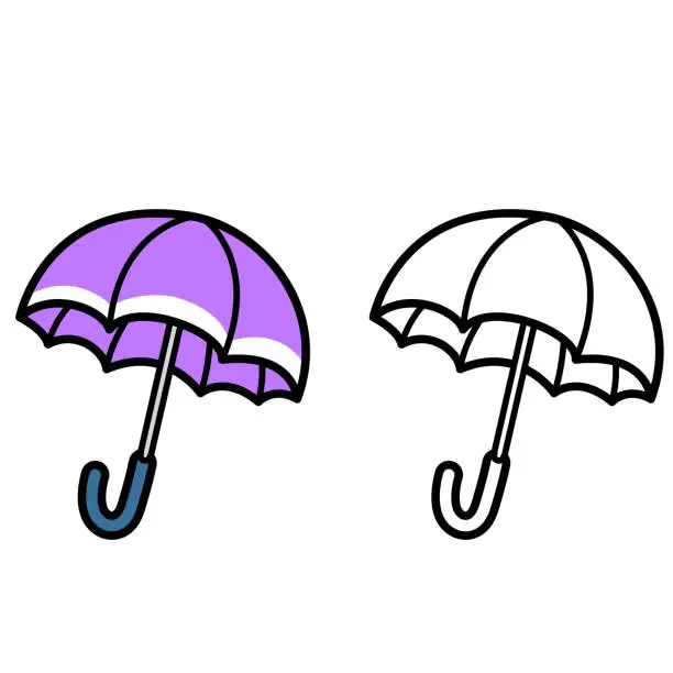 Vector illustration of Illustration of isolated colorful and black and white umbrella