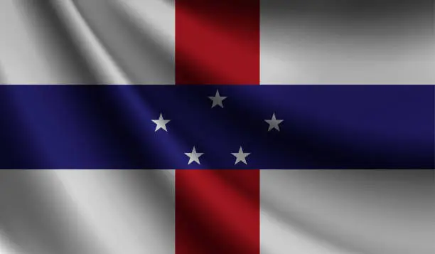 Vector illustration of netherlands antilles flag waving. Background for patriotic and national design. Vector illustration