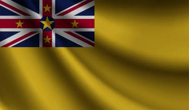 Vector illustration of Niue flag waving. Background for patriotic and national design. Vector illustration