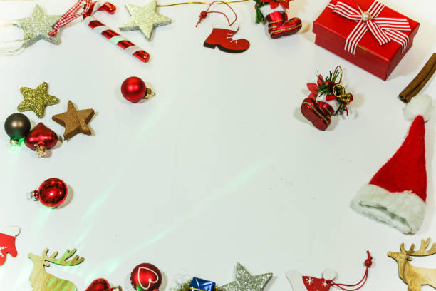 istock white background for Christmas with Christmas decorations on the edge 1435499877