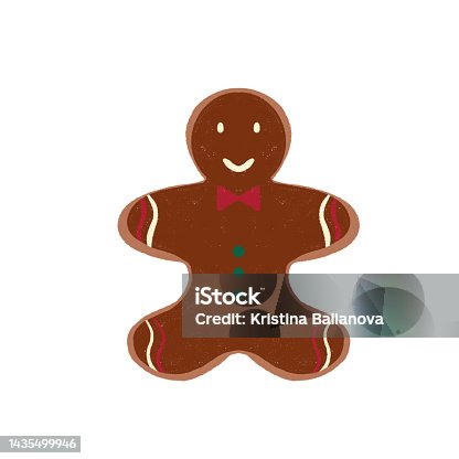 istock Gingerbread man. Christmas icon. Holiday winter symbols isolated on white background 1435499946
