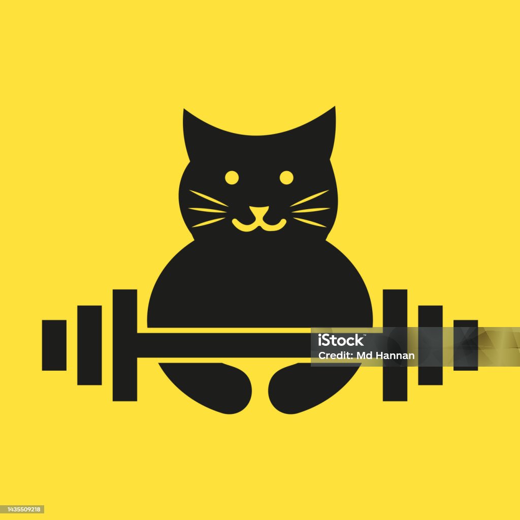 Cat Gym Logo Negative Space Concept Vector Template Cat Holding Fitness ...