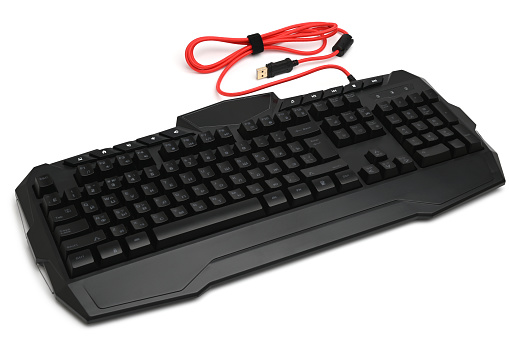 Gaming keyboard on white background
