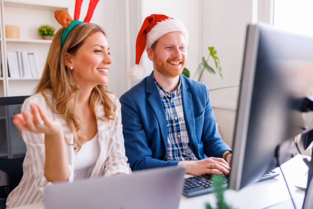 istock Business team working at the office for Christmas 1435512812