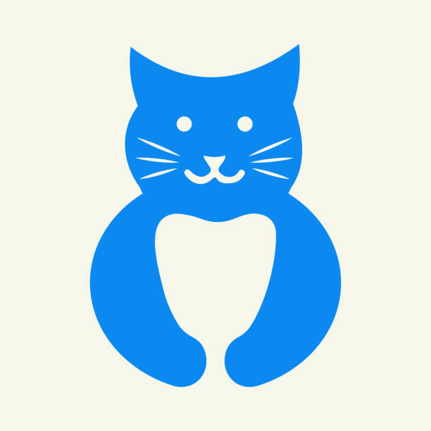 cat dental logo negative space concept szablon wektorowy. symbol kota trzymającego zęby - vet symbol dentist healthcare and medicine stock illustrations