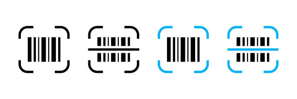 stockillustraties, clipart, cartoons en iconen met barcode scan icon vector icon set. barcode symbol. digital scanning barcode illustration - streepjescode