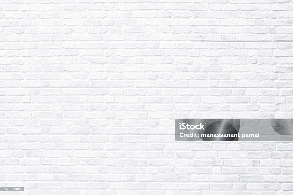 Brick wall, antique old grunge white texture background. White Color Stock Photo