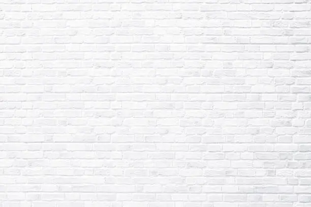 Photo of Brick wall, antique old grunge white texture background.