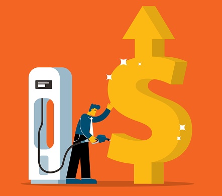 Vector illustration of Rising gasoline prices at the pump