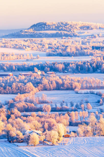 istock Beautiful winter landscape view at sunset 1435519504