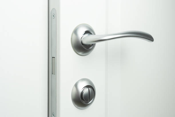 istock Door handle with lock and magnetic latch. Interior doors fittings. 1435520464