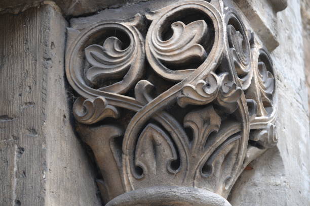 istock A flower pattern made of stone like a border 1435521961