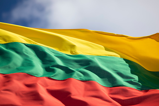 Lithuanian flag waving in the wind