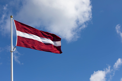 Latvian flag from a distance
