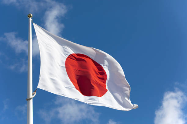 istock Japaneese flag close-up 1435522368