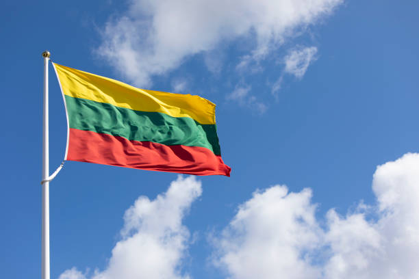 Lithuanian flag from a distance stock photo