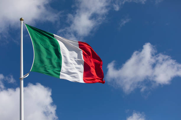 Italian flag from a distance stock photo