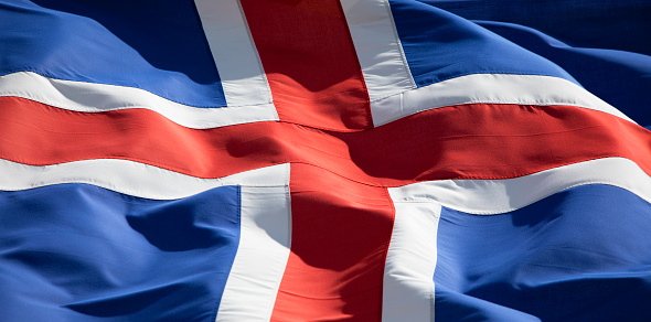 Icelandic flag waving in the wind