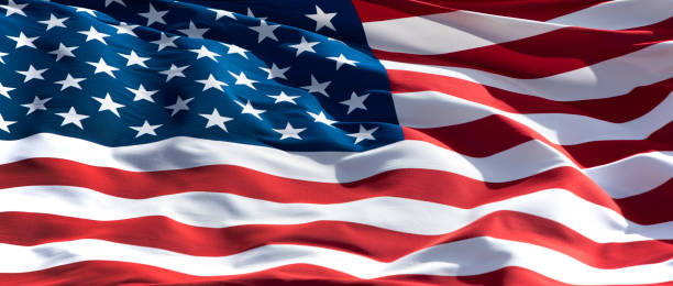 American flag banner stock photo