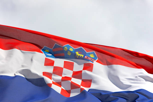 istock Croatian flag close-up 1435522419