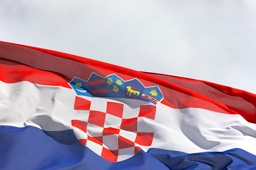 Croatian flag waving in the wind